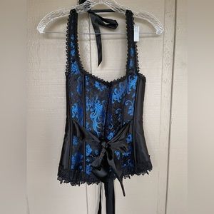Black & Blue Satin Corset